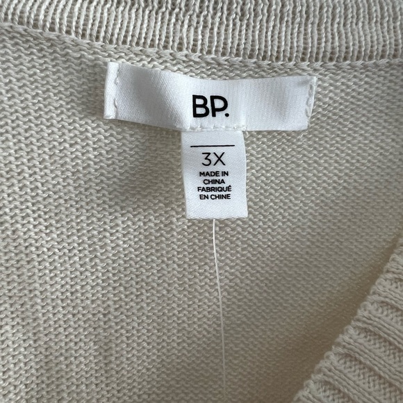 BP. Pointelle Cotton Polo Sweater in Ivory Dove SZ 3X - Picture 3 of 5